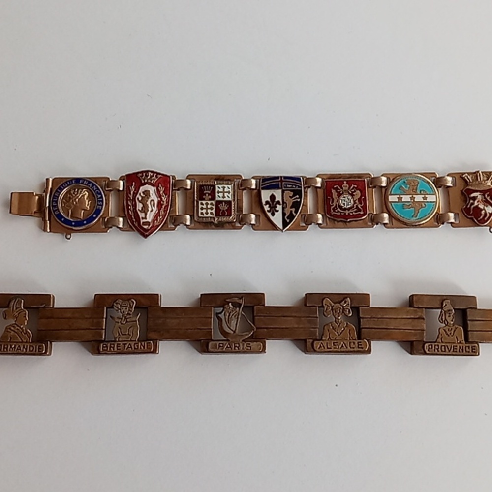 Pair of vintage France tourist bracelets